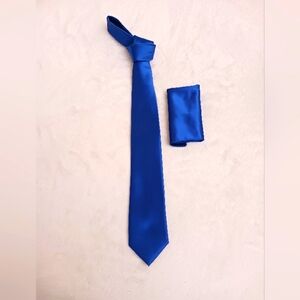 Royal Blue Satin Tie and Pocket Square Set
